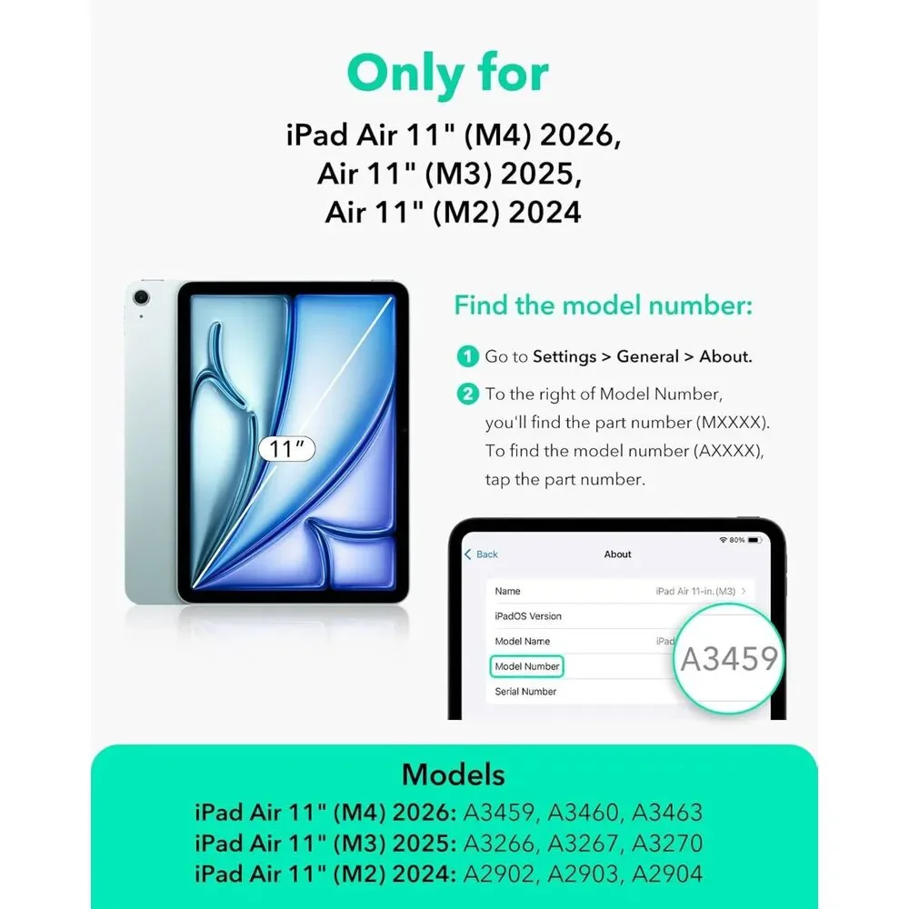 ESR 2 Pack Screen Protector for iPad Air 11 Inch M4/M3/M2, 9H Tempered Glass